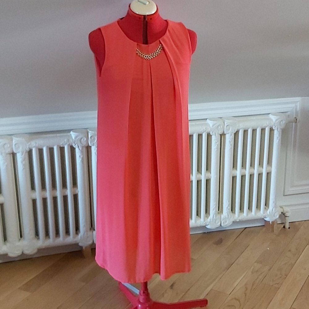 Beautiful Pleated Coral Dress